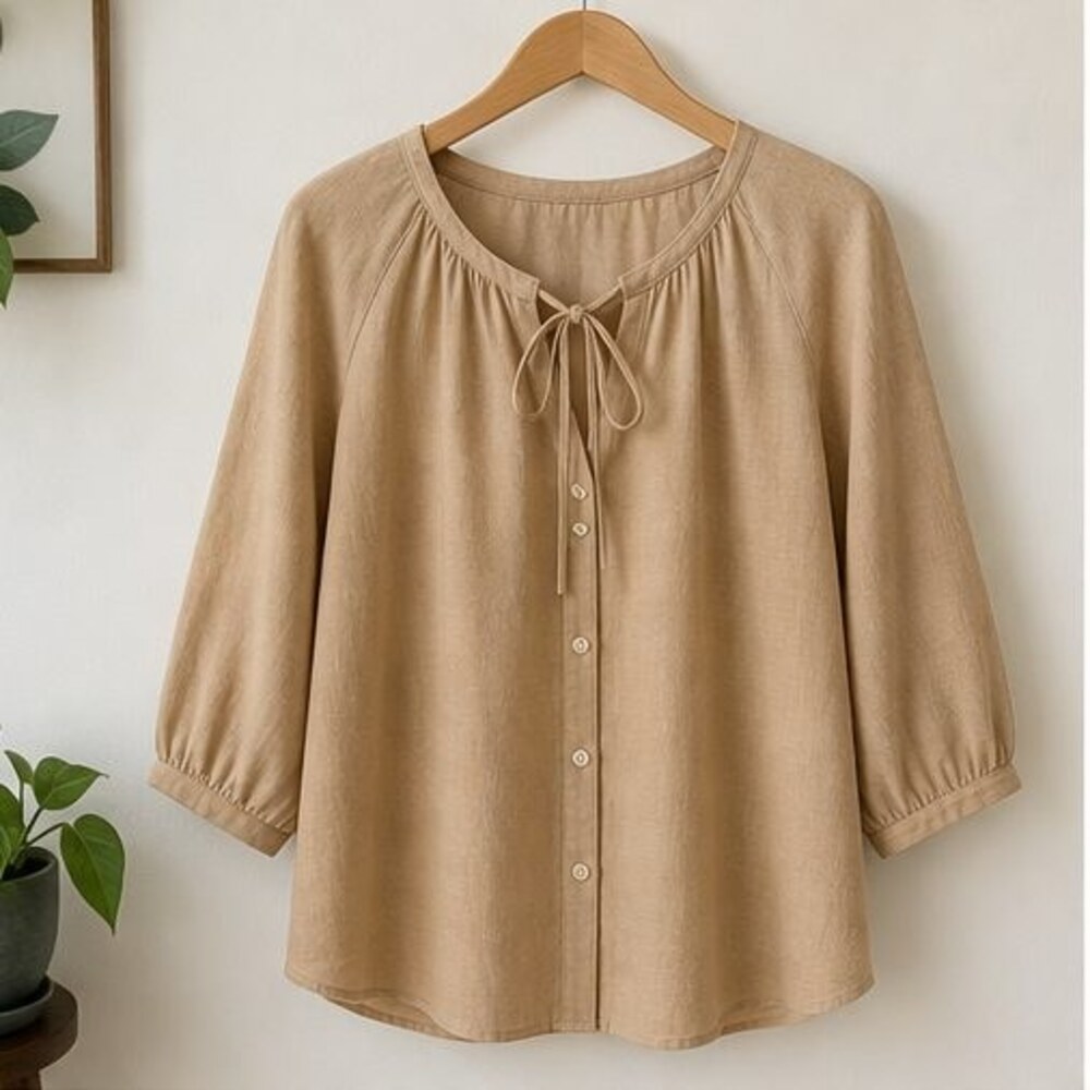 Camel Lace Trim Top